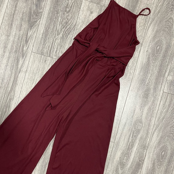 Essue Deep Red Tie-Front Jumpsuit - Picture 2 of 5